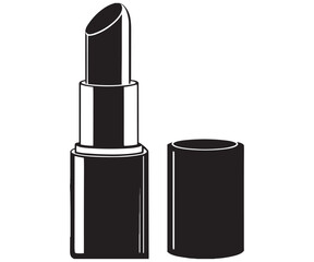 Obraz premium Lipstick Silhouette Icon – Black and White Makeup Vector .