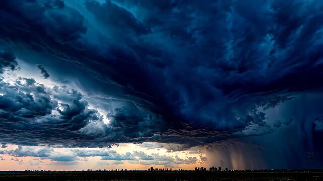 Lightning storm scene under dark clouds