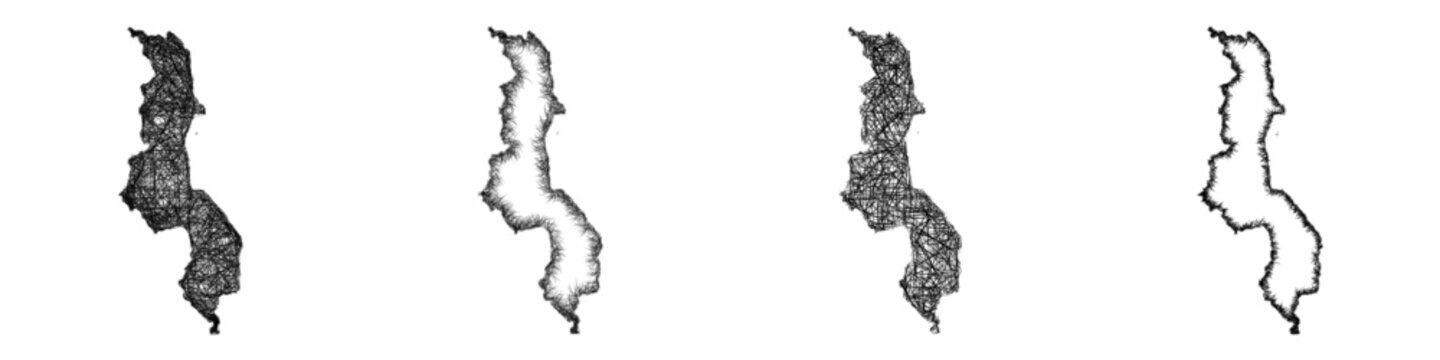 Sketch Malawi map design set