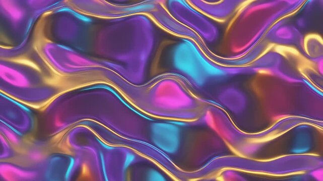 Abstract colorful liquid metal texture with iridescent hues