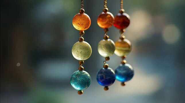 Seven glowing chakra symbols aligned vertically on dark background, radiant energy colors, balanced composition. Spiritual concept illustration without people, clean and symbolic.
