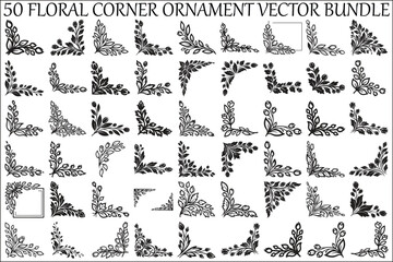 Floral Corner Ornament Vector Bundle