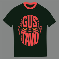 Edgy Gustavo Text Face T-Shirt Apparel Design