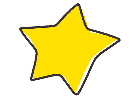 星　手書き　スター　Single Yellow Star Minimal Flat Color Illustration