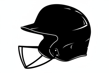 Fototapeta premium Baseball Helmet Silhouette: A minimalist, striking silhouette of a baseball helmet, designed for both safety and performance in the game.