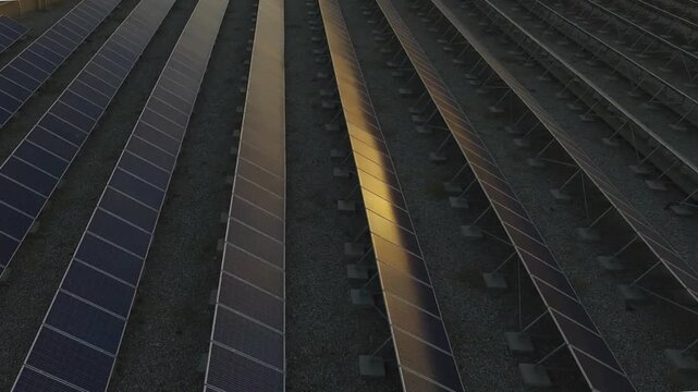 Macro Texture of Polycrystalline Silicon Solar Cell showing Photovoltaic Wafer Grid and Sun Flare Reflection for Clean Energy Technology