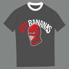 Edgy Balaclava Skull 'Eat Bananas' T-Shirt Graphic
