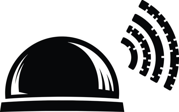 Linocut black vector weather radar dome scanning arcs icon illustration meteorology climate design symbol