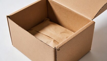 Open Cardboard Box Shipping Concept Isolated on White