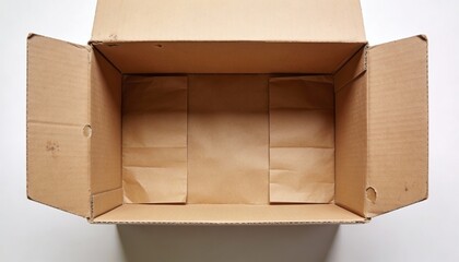 Open Cardboard Box Shipping Concept Isolated on White