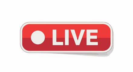 An eye-catching red button icon with a prominent white 'LIVE' text and a circle indicator, symbolizing real-time broadcasting and online streaming events, perfect for digital media interfaces