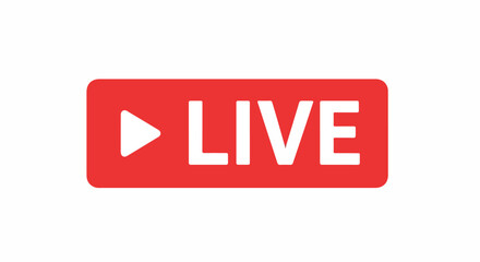 Vibrant red 'LIVE' icon symbolizing real-time streaming, broadcast, or an active online event, perfect for digital media and communication platforms