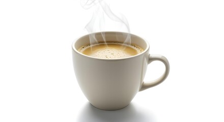 Hot Coffee Cup with Steam Isolated on White Background