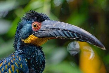 Fototapeta premium Close up of a plate billed mountain toucan, showcasing its vibrant plumage and distinctive beak