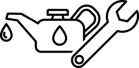 Obraz premium Oil can and spanner icon for car maintenance