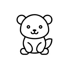 Cute line art illustration of a playful cartoon bear  