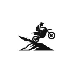 Dirt Bike Stunt: A dynamic silhouette of a rider conquering the challenging terrain, displaying skill and daring on a dirt bike. The image captures the adrenaline rush and excitement of motocross © MetaPixel Studio