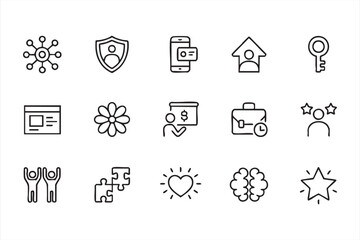 Fototapeta premium Business Security and Community Support Icon Collection