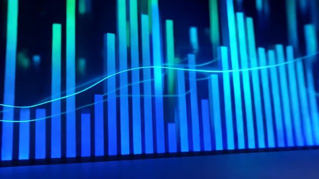 Golden dollar symbol 3d render against abstract glowing financial stock market graph bars and light streaks representing economic growth success investment wealth