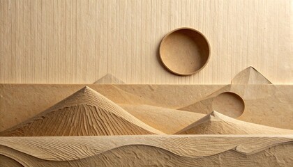 Minimalist Desert Landscape with Sun and Dunes.