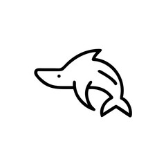 Fototapeta premium Simple line drawing of a dolphin swimming in the ocean 