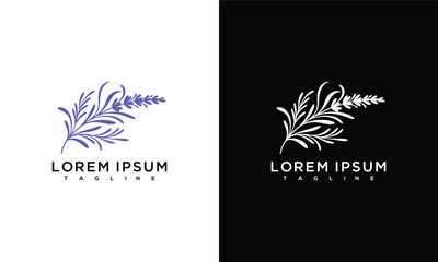 Elegant Lavender Floral Logo Design. Botanical Icon for Natural Beauty  Wellness Brands.