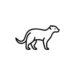 Fototapeta premium Outline of a ferret walking in a simple black and white style 