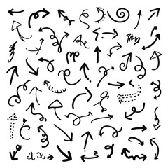 Hand-drawn ink arrow symbols collection