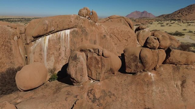 Landscape around Spitzkoppe, aka Spitzkop, with massive granite rock formations, Namib Desert in Namibia, Africa