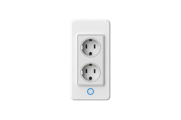 White electrical outlet with blue indicator light white outlet isolated on a transparent background