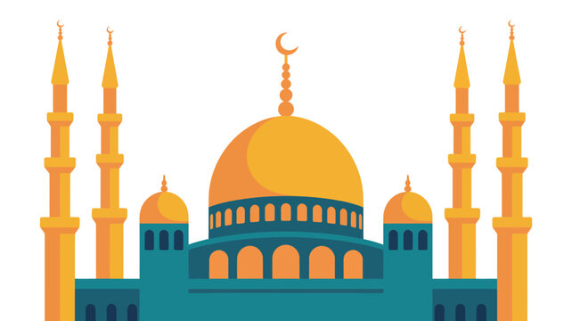 Islamic Mosque Dome Minarets Illustration.
