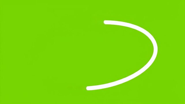 Dynamic motion graphic element. White curved line drawing on bright green screen. Use for transitions or explainer videos.
