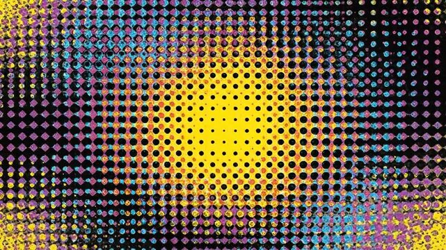Vibrant Pop Art Style. Halftone dot pattern with a bright yellow center. Great for retro backgrounds or energetic motion graphics.