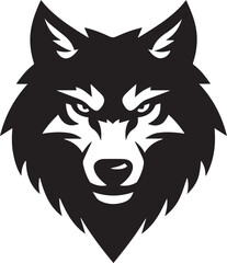 Obraz premium Stylized Wolf Head Black Silhouette Logo Vector Illustration