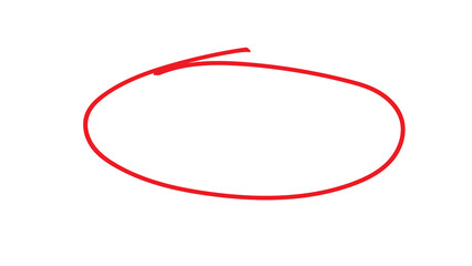 Red hand-drawn circle highlighting space for text or object on a white background, simple graphic element