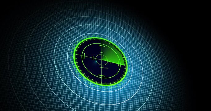 futuristic radar scan detecting enemy aircraft and ship in 3d with landscape view