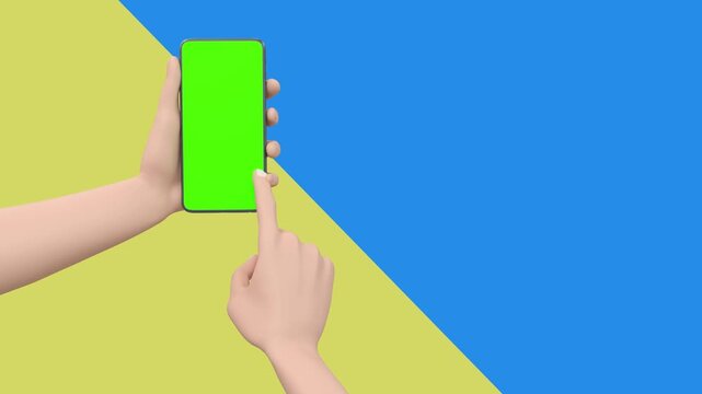A hand holding a phone, and another hand scrolling to the right, can be looped between frames 90 and 170