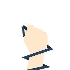 Background Design of clenched fists, a sign of freedom. Tied with a ribbon