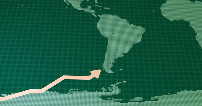 Colorful business graph growth with world map landscape video