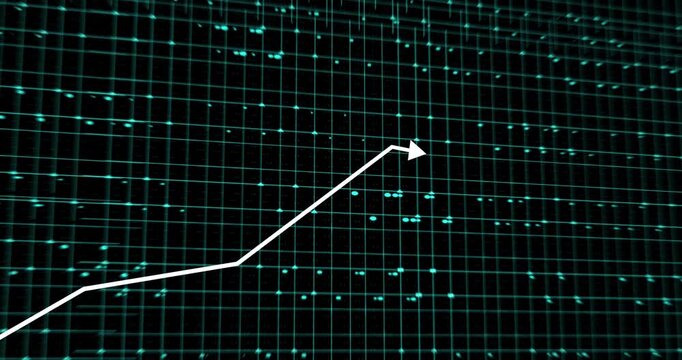 Colorful business growth chart with map animation landscape video