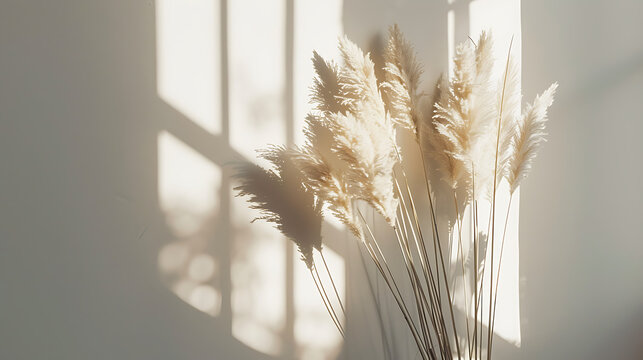 Elegant Minimalist Interior with Pampas Grass Bouquet