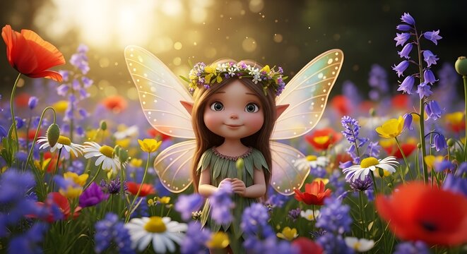 Hermosa hada, criatura m&aacute;gica que cumple deseos, personaje de dibujos animados, pel&iacute;cula, tono morado