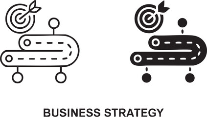 Obraz premium White roadmap with dotted lines and circles on a black background strategy planning