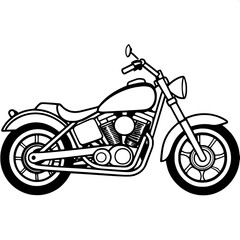 Obraz premium Monochrome retro motorbike silhouette illustration, old school road bike side profile, detailed mechanical parts, flat vector design