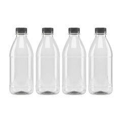 Naklejka premium Four clear plastic bottles isolated on transparent background