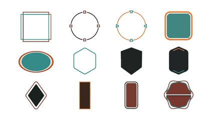 Geometric shapes collection graphic elements on black background