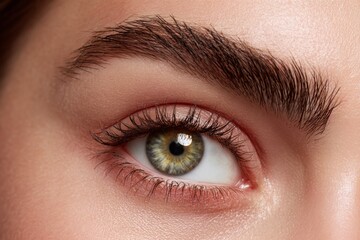 Obraz premium Close-up View of a Woman Showing Healthy Eyebrows and Lashes Showcasing Natural Beauty in High Resolution