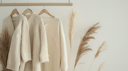 Elegant Neutral Pastel Beige Wardrobe Interior