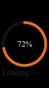 Loading Circle Indicator with 43 Percent Progress and Text Keywords: loading, progress, indicator, circle, percentage, 43%, orange, gray, black, background, technology, digital, interface, animated