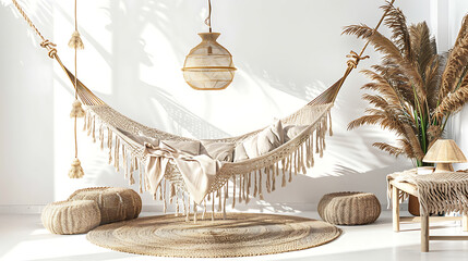 Chic Modern Boho Home Design Featuring Hammock